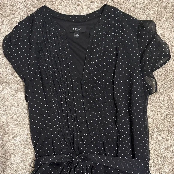 MSK Black and White Polka Dot Midi Dress - Picture 2 of 3